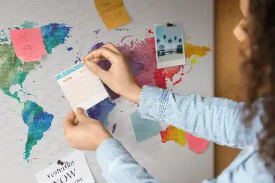 Kurk prikbord Aquarel wereldkaart
