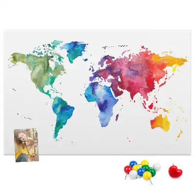 Kurk prikbord Aquarel wereldkaart