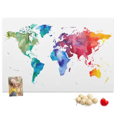 Kurk prikbord Aquarel wereldkaart