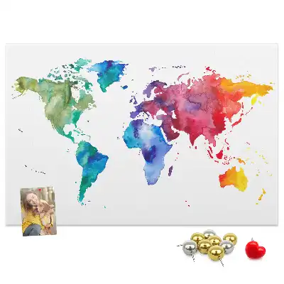 Kurk prikbord Aquarel wereldkaart
