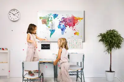 Kurk prikbord Aquarel wereldkaart