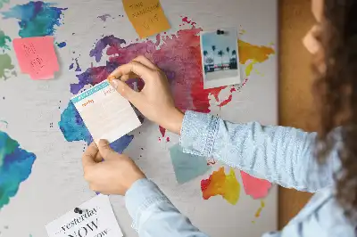 Kurk prikbord Aquarel wereldkaart