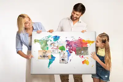 Kurk prikbord Aquarel wereldkaart