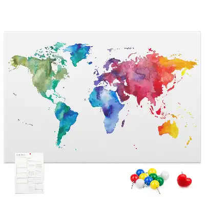 Kurk prikbord Aquarel wereldkaart