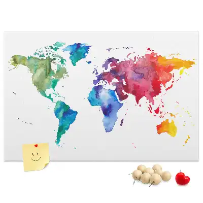 Kurk prikbord Aquarel wereldkaart