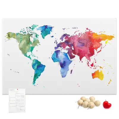 Kurk prikbord Aquarel wereldkaart