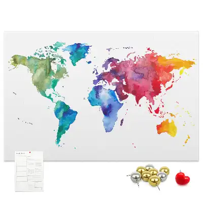 Kurk prikbord Aquarel wereldkaart