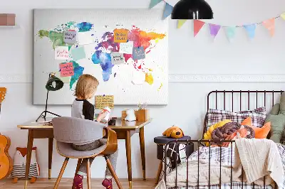 Kurk prikbord Aquarel wereldkaart