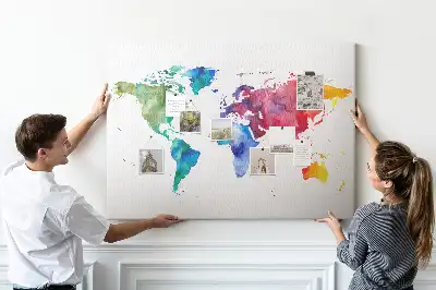 Kurk prikbord Aquarel wereldkaart