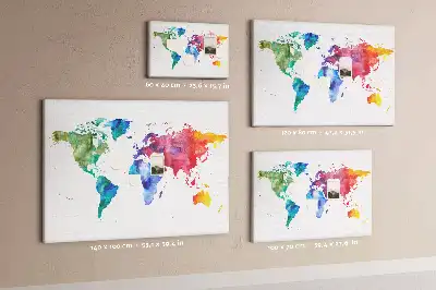 Kurk prikbord Aquarel wereldkaart