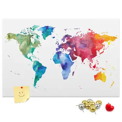 Kurk prikbord Aquarel wereldkaart