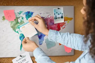 Kurk prikbord Aquarel wereldkaart