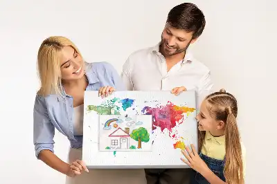 Kurk prikbord Aquarel wereldkaart