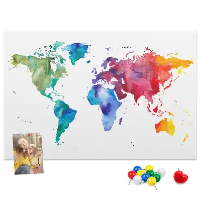 Kurk prikbord Aquarel wereldkaart