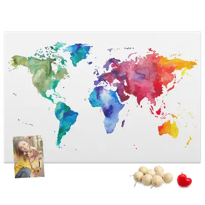 Kurk prikbord Aquarel wereldkaart