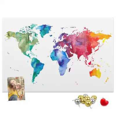 Kurk prikbord Aquarel wereldkaart