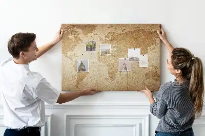 Memobord van kurk Verouderde continentenkaart