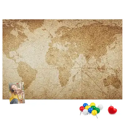 Memobord van kurk Verouderde continentenkaart