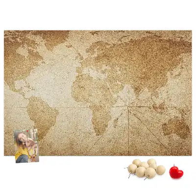 Memobord van kurk Verouderde continentenkaart