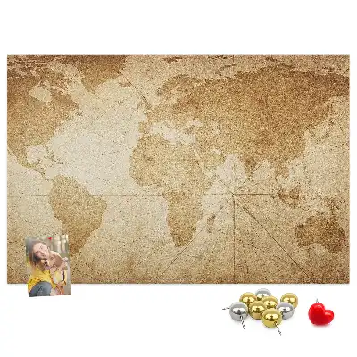 Memobord van kurk Verouderde continentenkaart