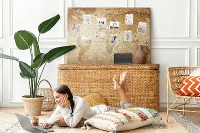 Memobord van kurk Verouderde continentenkaart