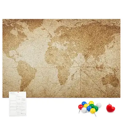 Memobord van kurk Verouderde continentenkaart