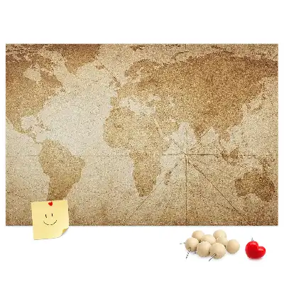 Memobord van kurk Verouderde continentenkaart