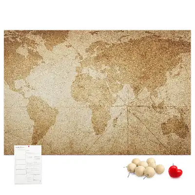 Memobord van kurk Verouderde continentenkaart