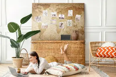 Memobord van kurk Verouderde continentenkaart
