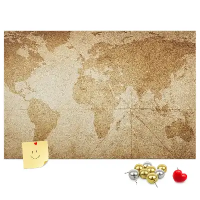 Memobord van kurk Verouderde continentenkaart