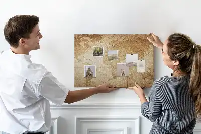 Memobord van kurk Verouderde continentenkaart