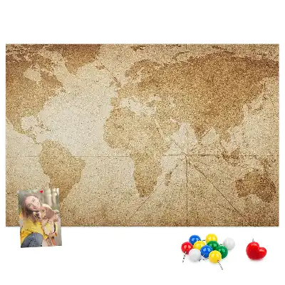 Memobord van kurk Verouderde continentenkaart