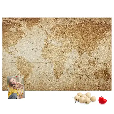 Memobord van kurk Verouderde continentenkaart