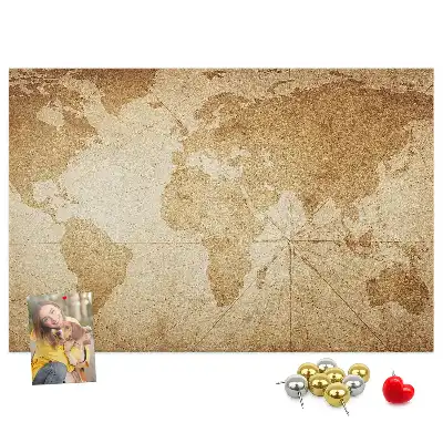 Memobord van kurk Verouderde continentenkaart