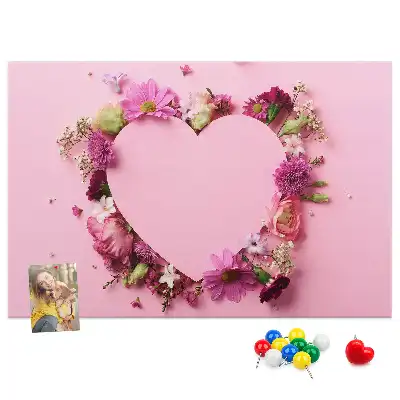Memobord van kurk Hart van bloemen