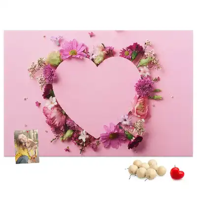 Memobord van kurk Hart van bloemen