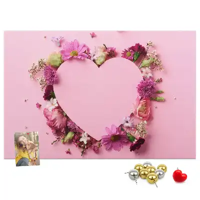 Memobord van kurk Hart van bloemen