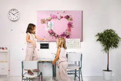 Memobord van kurk Hart van bloemen
