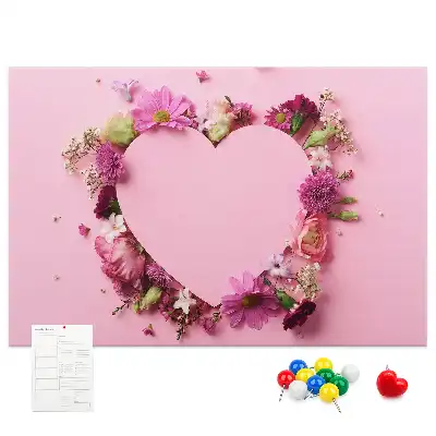 Memobord van kurk Hart van bloemen