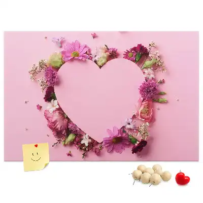 Memobord van kurk Hart van bloemen
