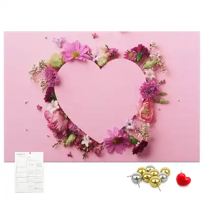 Memobord van kurk Hart van bloemen