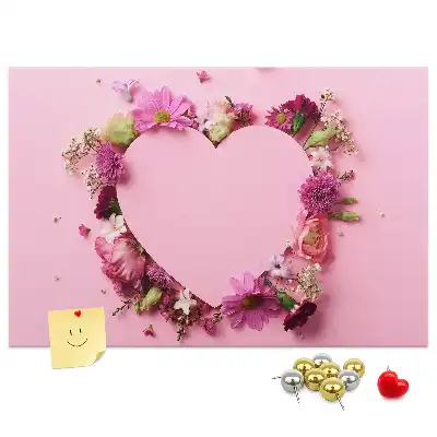 Memobord van kurk Hart van bloemen