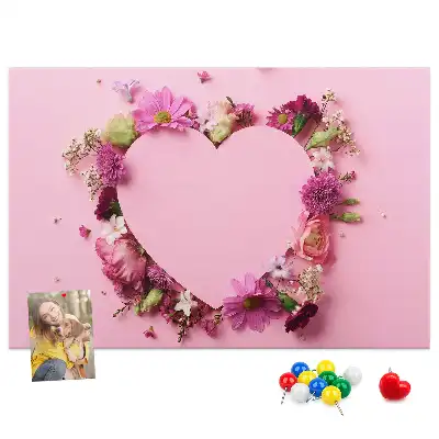 Memobord van kurk Hart van bloemen