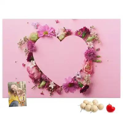 Memobord van kurk Hart van bloemen