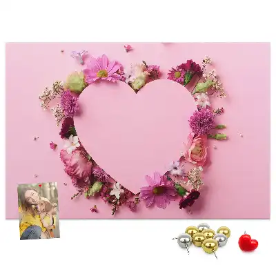 Memobord van kurk Hart van bloemen