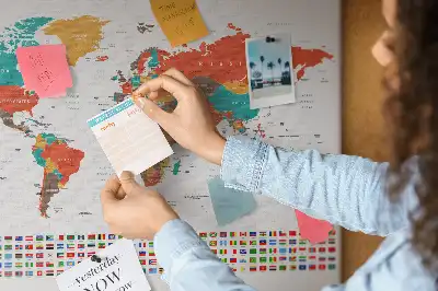 Memobord van kurk Kleurrijke wereldkaart