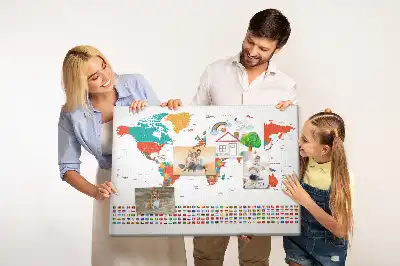 Memobord van kurk Kleurrijke wereldkaart
