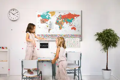 Memobord van kurk Kleurrijke wereldkaart