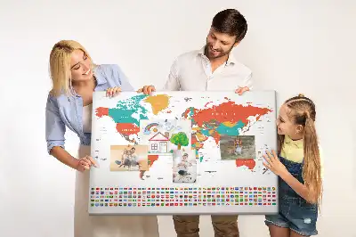 Memobord van kurk Kleurrijke wereldkaart