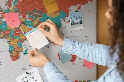 Memobord van kurk Kleurrijke wereldkaart